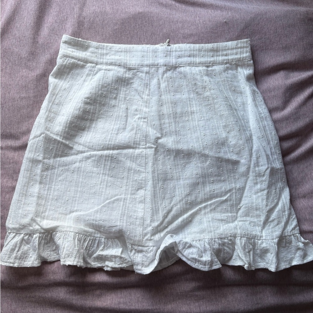 White Ruffled Skirt with raised embroidery